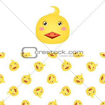 Chicken Head Icon And Pattern