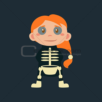 Girl In Skeleton Haloween Disguise