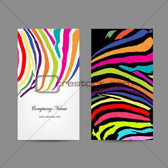 Business card, colorful zebra print design