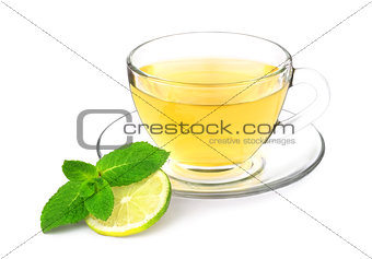 Green tea with mint and lime.