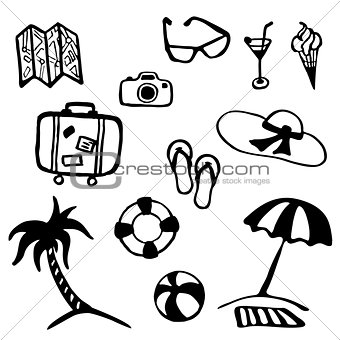 Travel and vacation summer icon collection