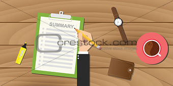 summary report business clipboard executive hand