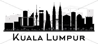 Kuala Lumpur City skyline black and white silhouette.