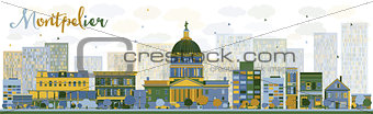 Abstract Montpelier (Vermont) city skyline with color buildings