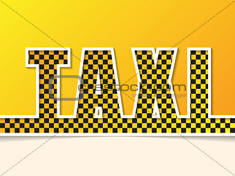 Checkered taxi text on orange background