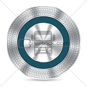 Cool truck badge with debossed tire tracks