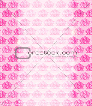Pink Lotus Flower Card with Place for Text
