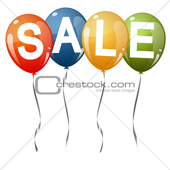 colored balloons with text SALE