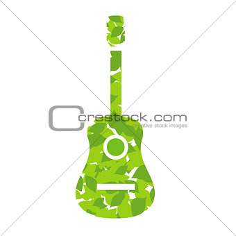 Guitar with green leaves