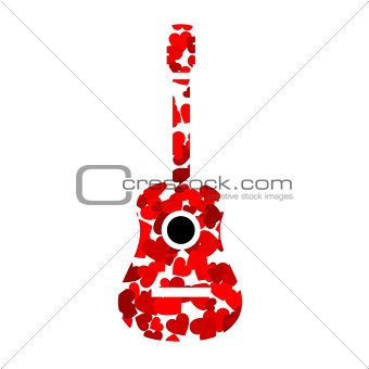 Guitar with red hearts