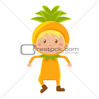 Kid In Pineapple Costume. Vector Illustration