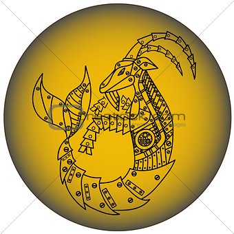 Capricorn in steampunk style. Horoscope sign. Steampunk animal.