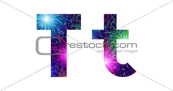 Set of letters, firework, T