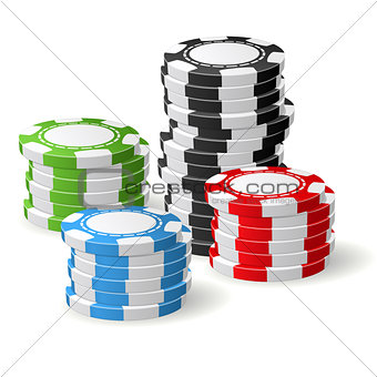 Casino chips stacks - gambling chips four piles