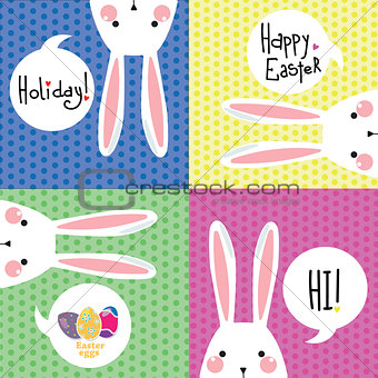 Color postcard with white Easter rabbit.