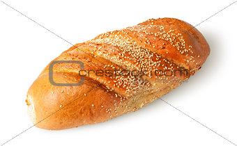 White long loaf with sesame seeds rotated