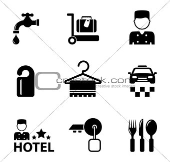 hotel icon services set