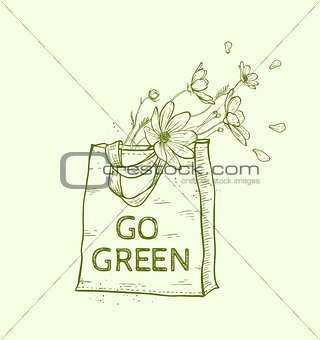 Shopping bag with flowers