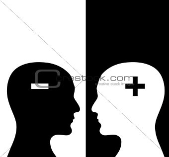 Two humans profiles of white and black colors