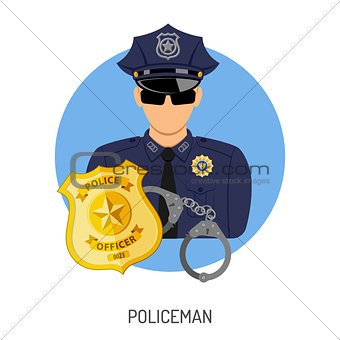 Policeman Icon with Badge
