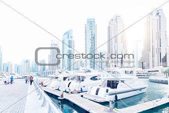 Dubai Marina with boats
