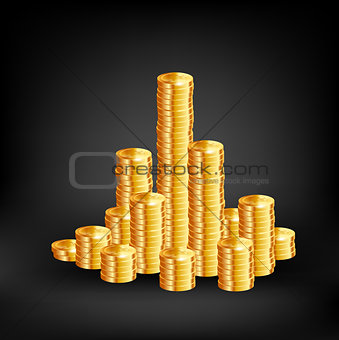 Coins on black background. Vector