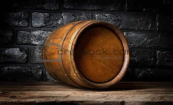 Brick wall and barrel