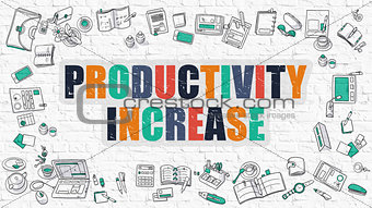 Productivity Increase Concept with Doodle Design Icons.