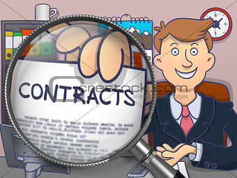 Contracts through Magnifying Glass. Doodle Design.