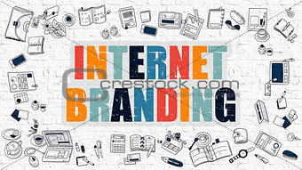 Internet Branding Concept. Multicolor on White Brickwall.