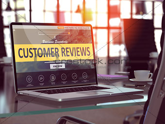 Customer Reviews Concept on Laptop Screen.