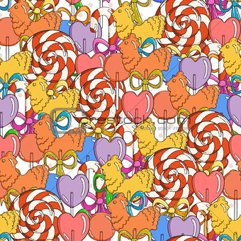 Vector Candy and Lollipop Seamless Pattern