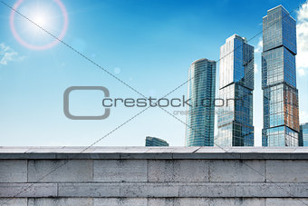 Skyscrapers with grey wall