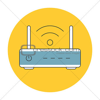 Wifi router outline icon flat