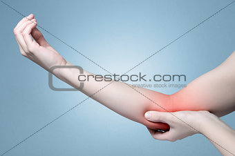 Hand with elbow pain