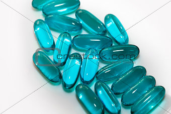 Assorted blue capsules