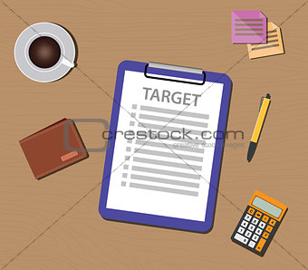 target list illustration with check and clipboard document