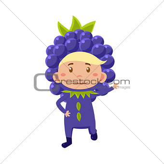 Kid In Blackberry Costume. Vector Illustration