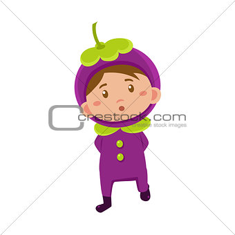 Kid In Mangosteen Costume. Vector Illustration