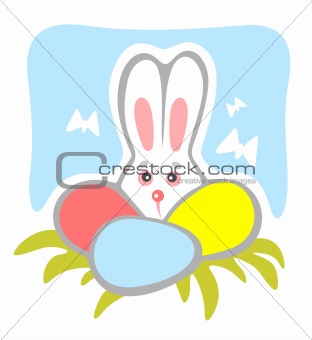 timid rabbit and eggs
