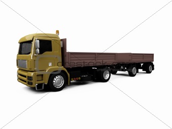 long dump truck on white background