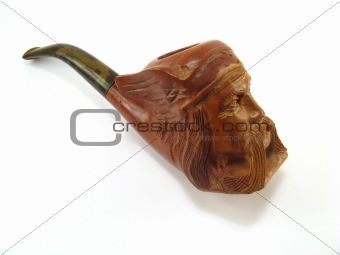sculptured pipe with a gaul man's head