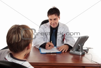 Paediatrician doctor with child