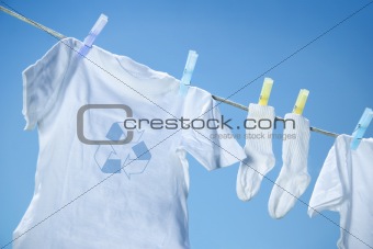 Eco- friendly  laundry drying on clothesline