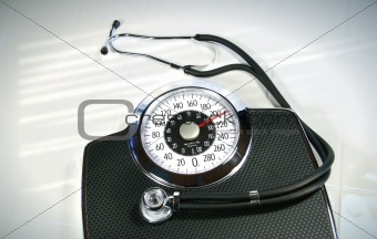 Weight scale with stethoscope