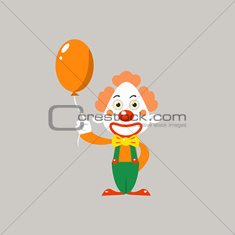 Happy Clown Holding Balloon