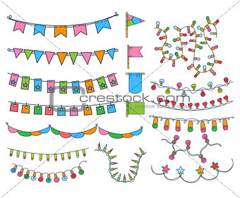 Collection Of Hand Drawn Garlands