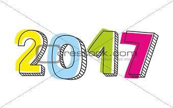 New Year 2017 vector sign isolated on white background