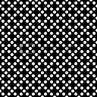 Tile vector pattern with white polka dots on black background