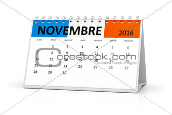 french language table calendar 2016 november